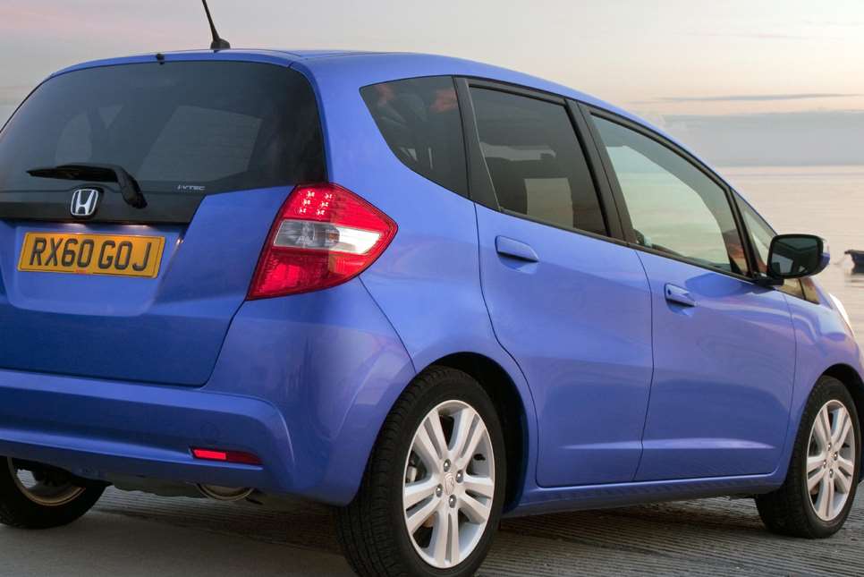 A blue Honda Jazz. Stock picture