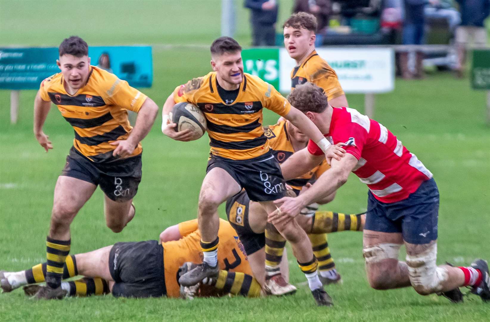 Canterbury’s Tom Williams does battle on Saturday. Picture: Phillipa Hilton