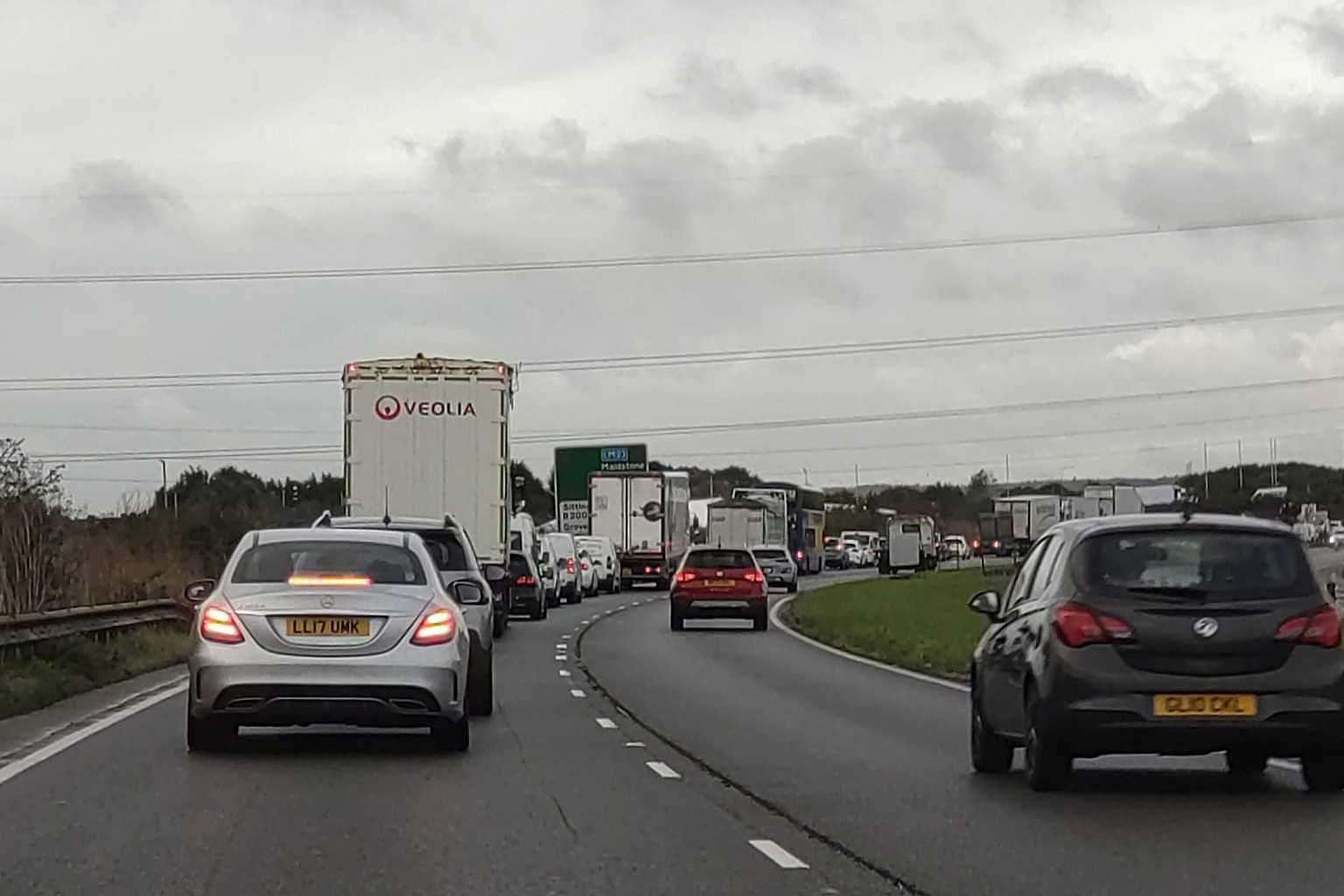 Traffic from the Island towards the Grovehurst junction along the A249 Maidstone-bound. Picture: Clive Hancock