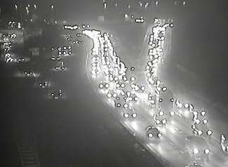 Traffic backing up to junction 3 on the M20. Picture: Highways England
