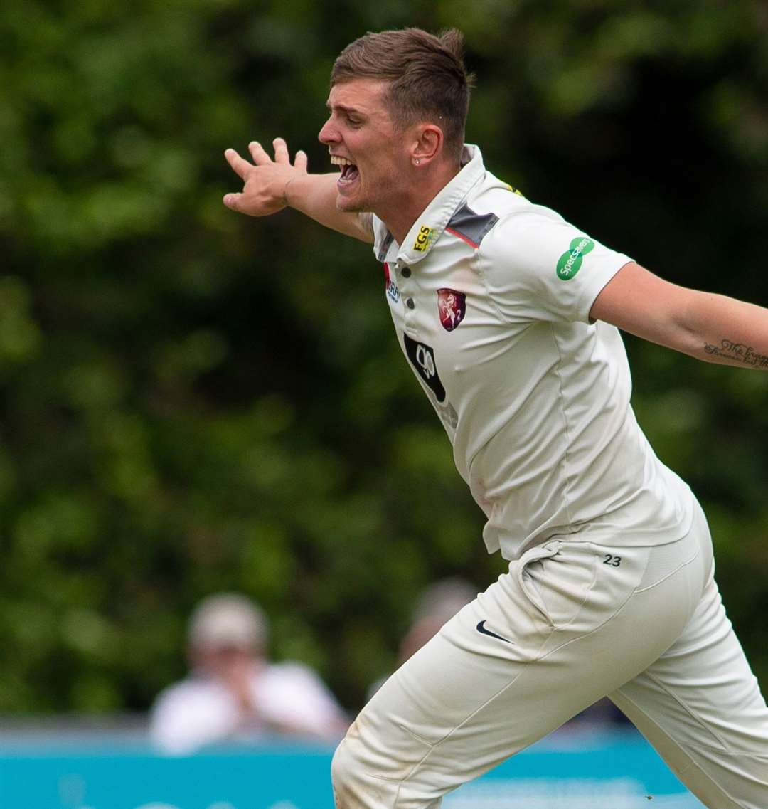 Kent seam bowler Harry Podmore is looking forward to testing himself against Essex in the Bob Willis Trophy which starts this weekend. Picture: Ady Kerry