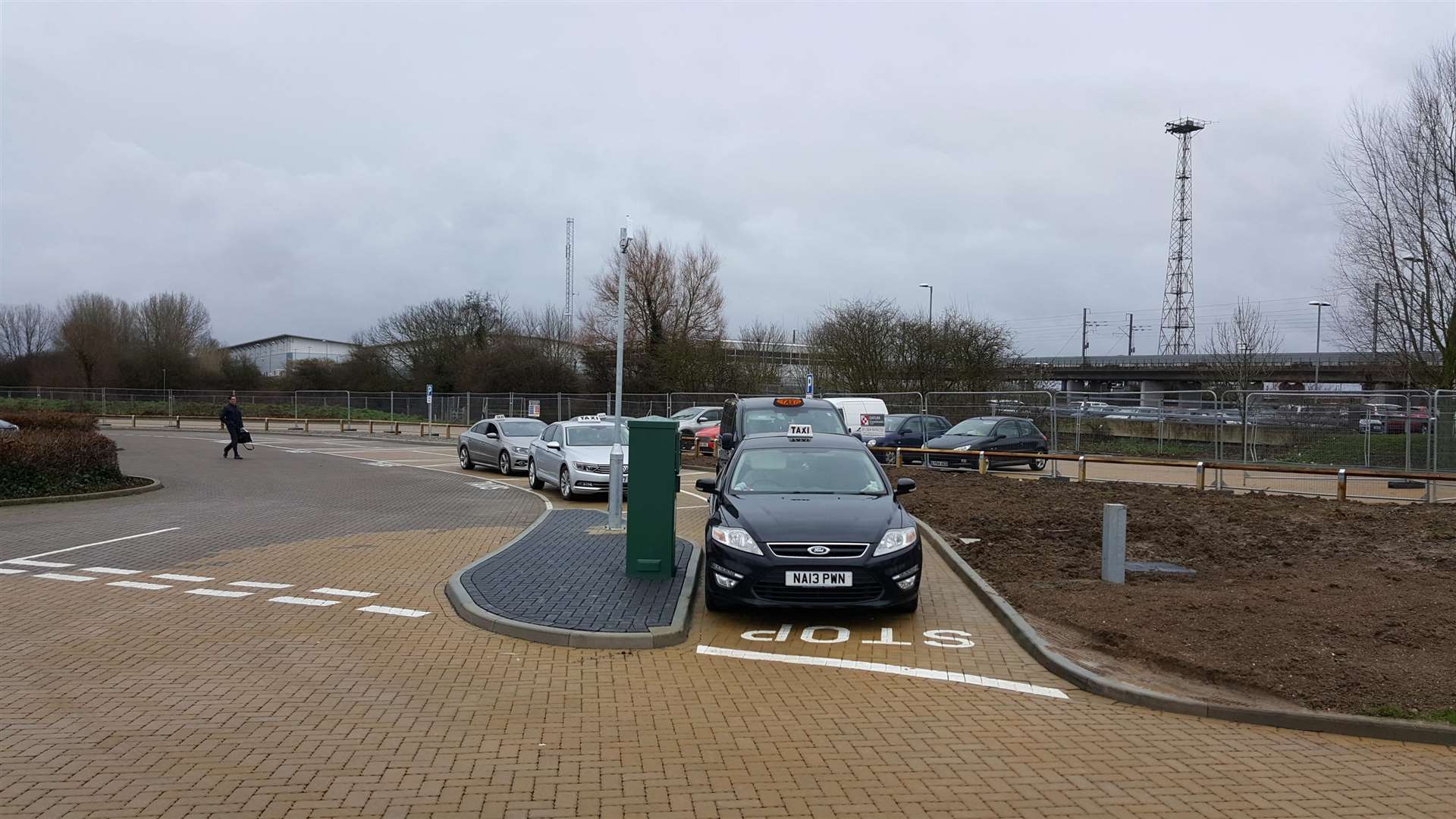 The area where taxis have to wait in the Stour Centre car park