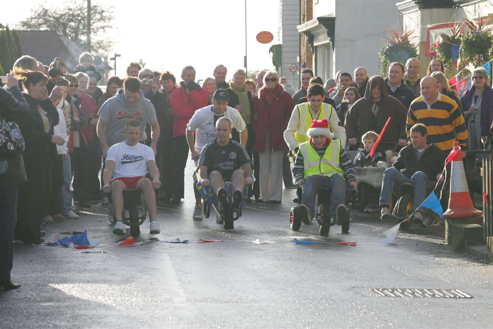 Action from the annual pram and wheelbarrow race in December 2007