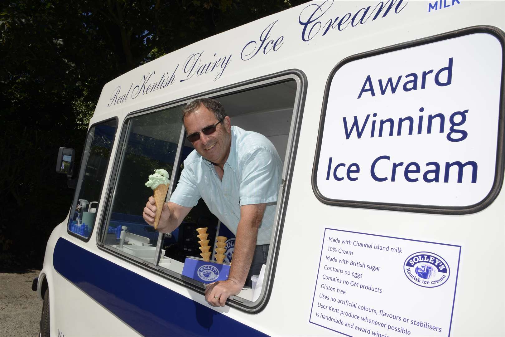 Managing director Stephen Solley in his ice cream van