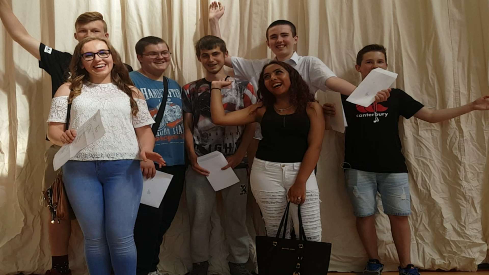 Students at the Royal Harbour Academy celebrate receiving their GCSE results