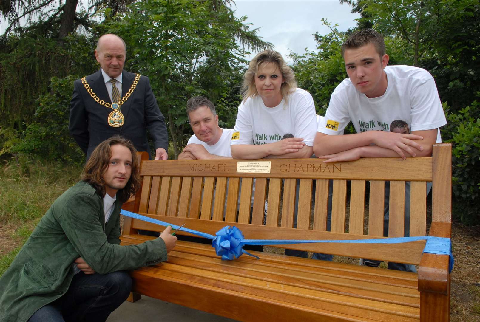 A Michael Chapman memorial bench unveiled by X-Factor star Ben Mills on June 16, 2007. Picture: Mike Smith
