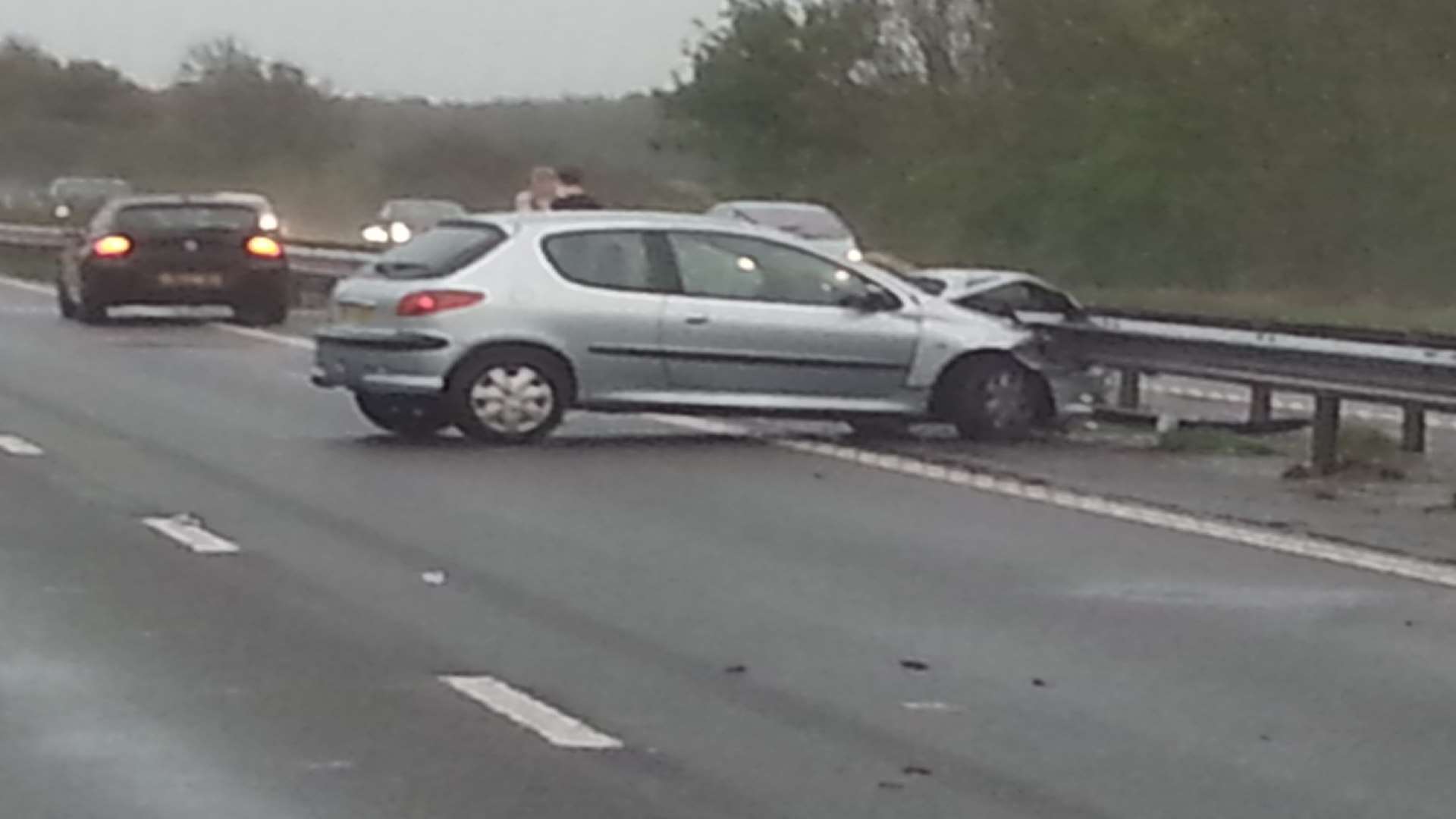 The aftermath of one of three crashes on the M2 one Friday morning