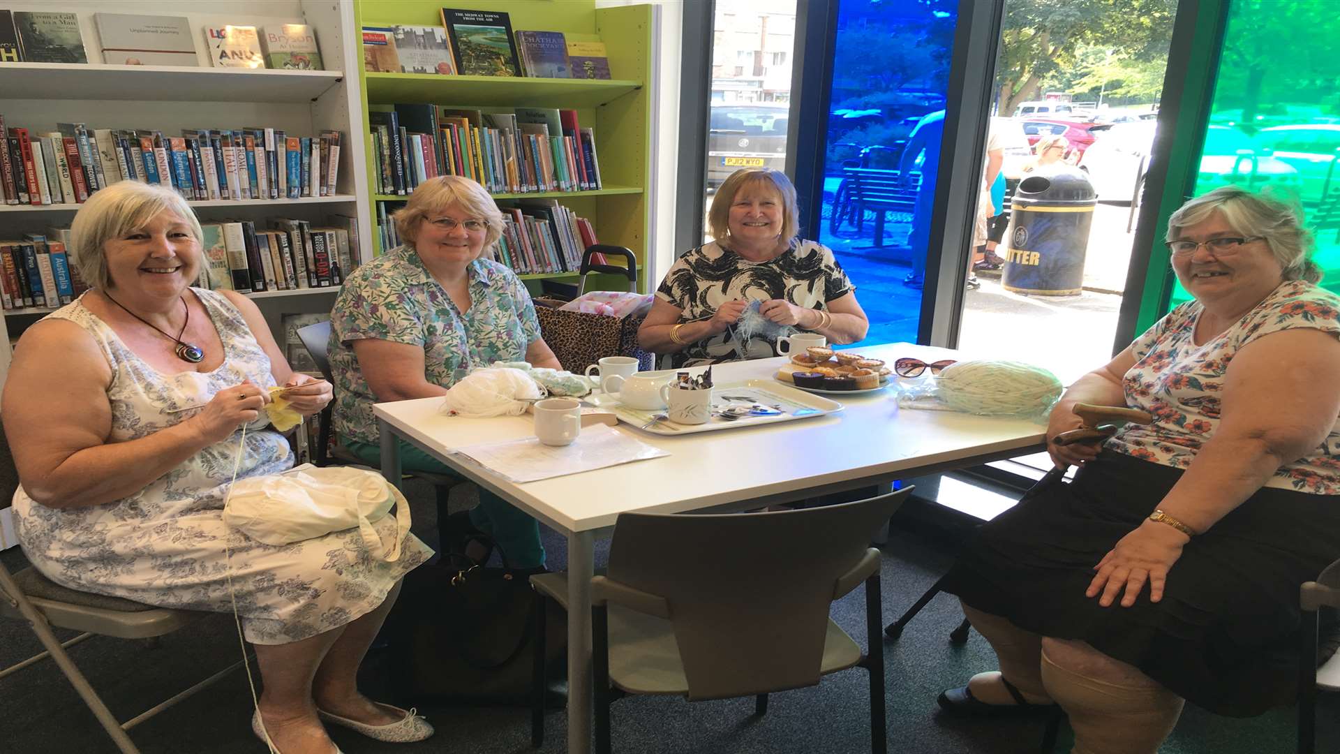 Lin White, Rose Hicks, Sheila Harris and Rosemary Wimble, from the Knit and Natter group