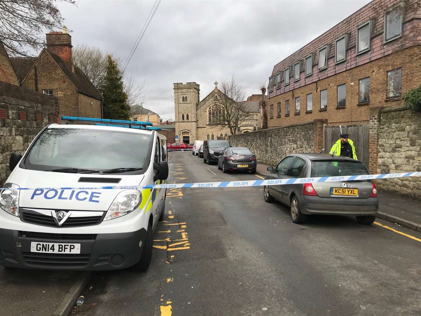 The scene on Knightrider Street, Maidstone, following a suspected murder. Picture: Mike Mahoney (7086284)