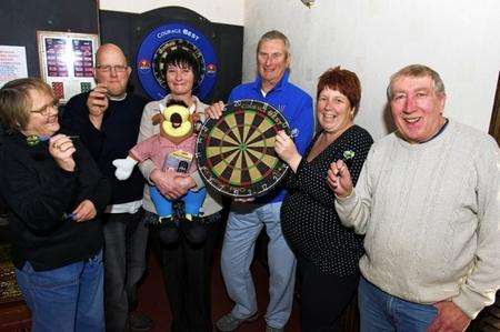 From left Christine Haycock, Jamie Campbell, Teresa Robson, Brian Robson, Keisha Fisher and Derek Jennings, who are taking part in a darts pairs tournament being held at the Queens Head, High Street, Sheerness, in aid of the Oliver Smith Appeal.