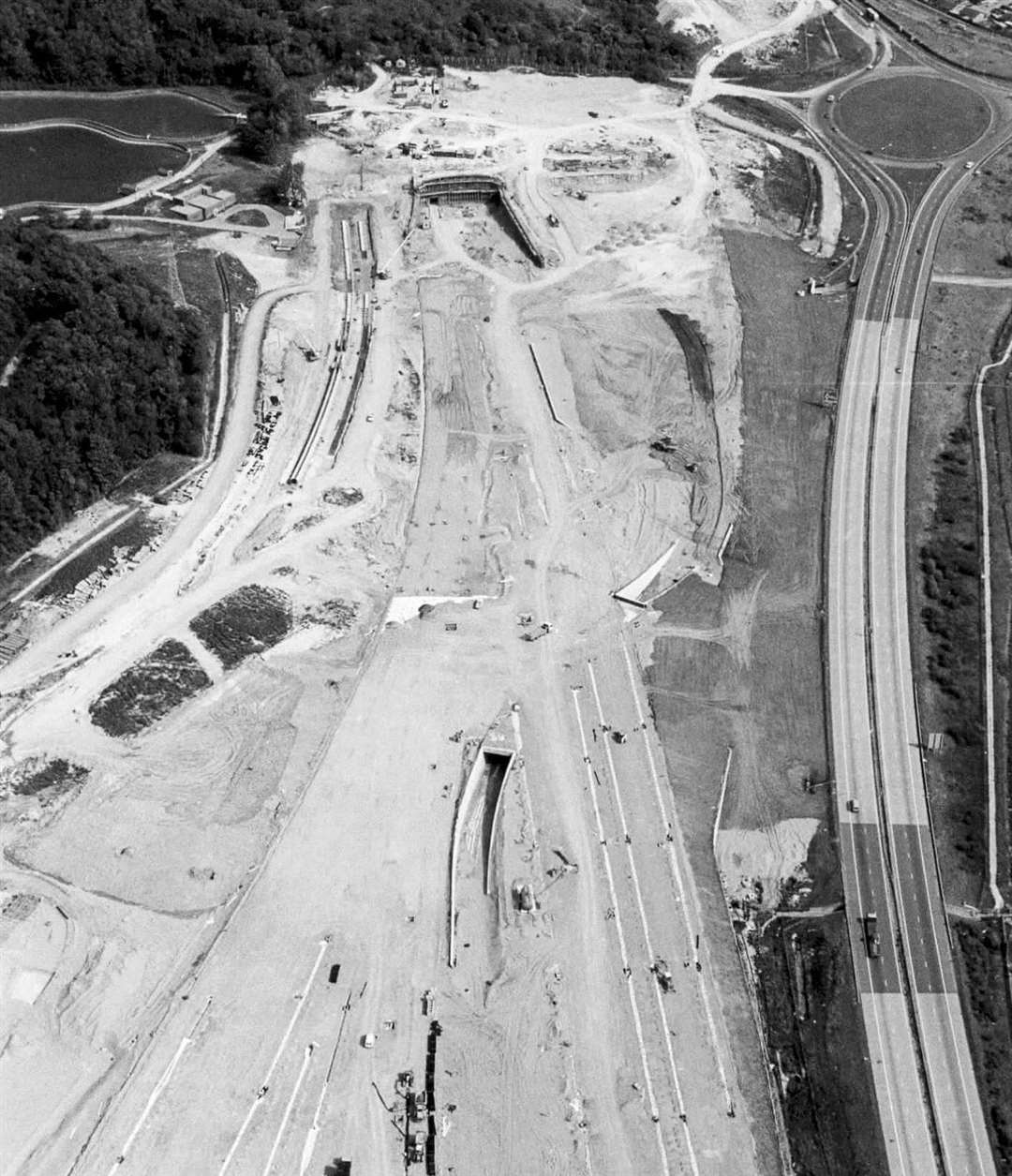 The entrance to the Channel Tunnel at Cheriton in 1990 - four years before it opened