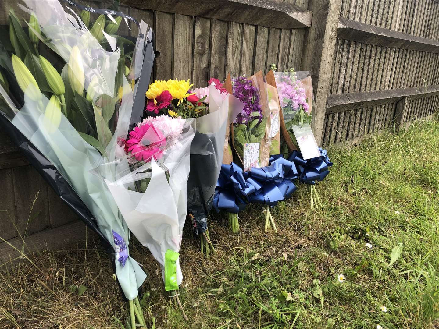 Floral tributes left at the scene of the fatal crash
