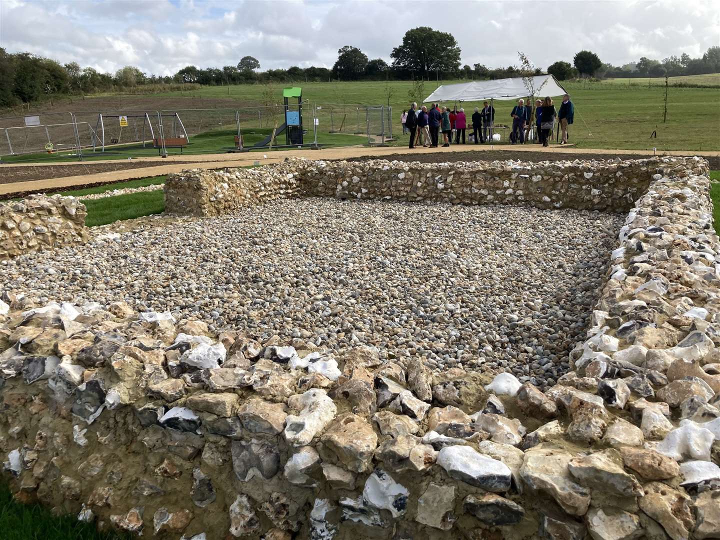 The recreation of the 2,000-year-old Romano-British temple discovered at Newington near Sittingbourne