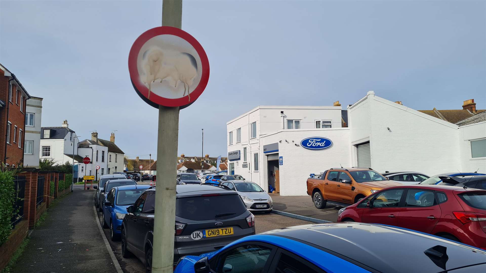 One of the many new 20mph signs vandalised in Herne Bay