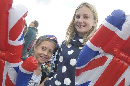 Esme Lednor-Jones, eight, and Olivia Lewis-Deane, 12, at the Olympic torch celebration event at Leeds Castle. Picture: Ruth Cuerden