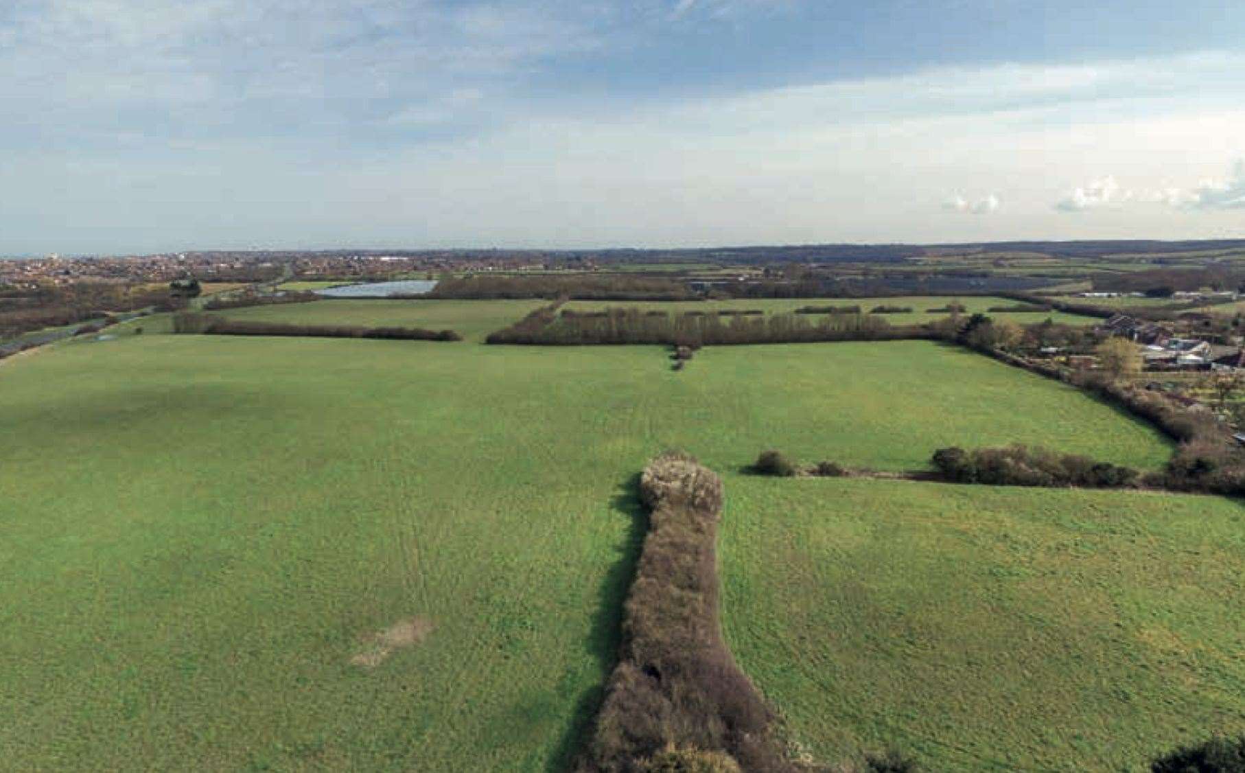 The 65-acre site at Bodkin Farm, Chestfield, which is being eyed up for housing. Pic: Strutt & Parker
