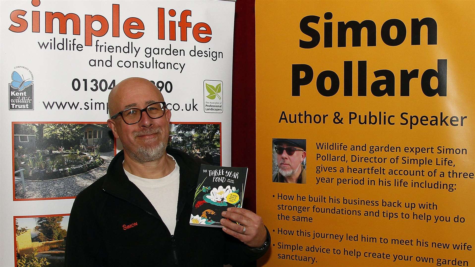 Simon Pollard with his debut book How to live a Happy Life. Picture: Sean Aidan.