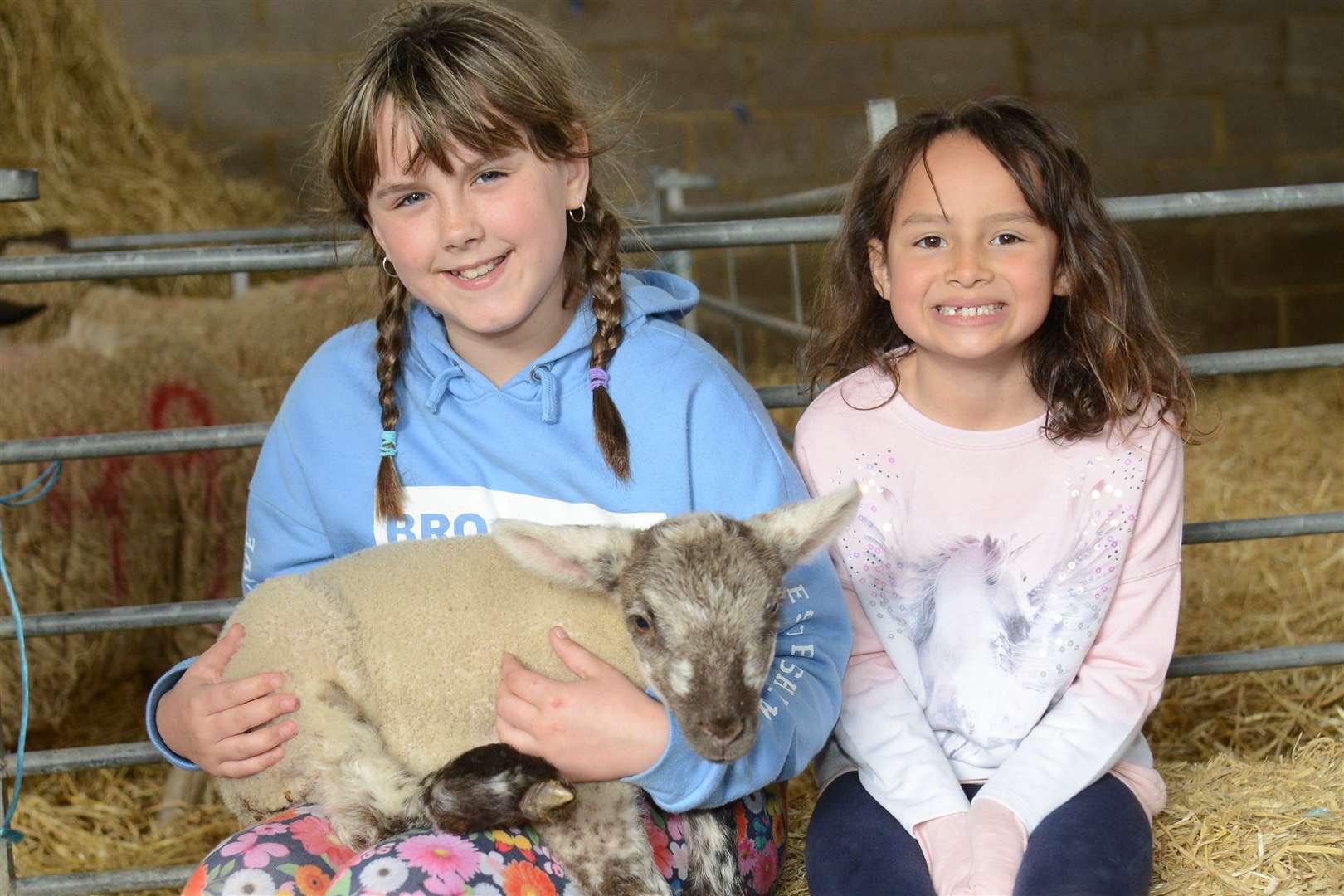 Jasmine and Lexi Christie at the Lambing weekend, Broadlees Farm, Dover