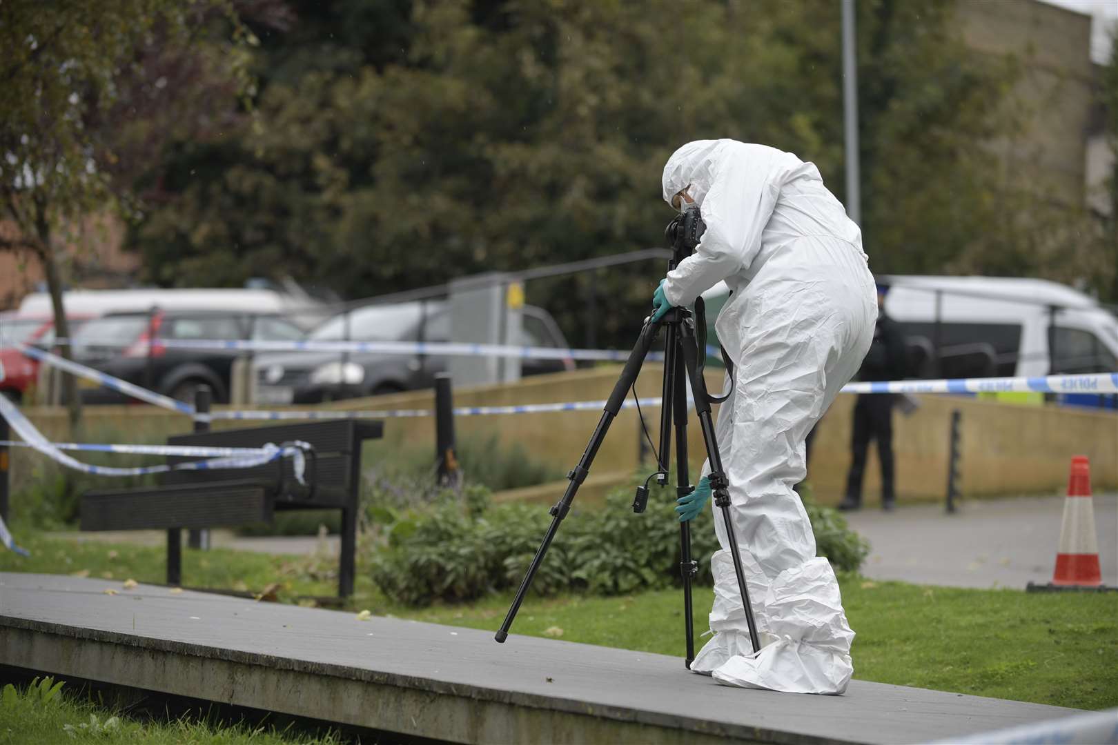 Forensic units were at the scene of the reported attack. Picture: Barry Goodwin