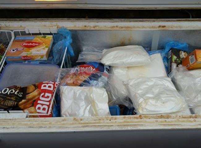 Police found amphetamine hidden in a freezer in the garden. Pic: Kent Police (2874744)