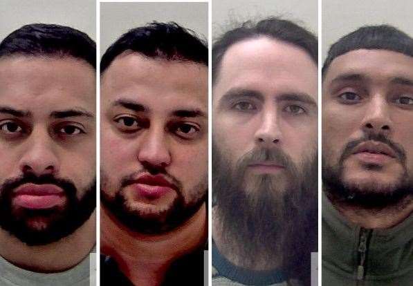 Kuran Gill, Jag Singh, Gregory Blacklock, and Govind Bahia were jailed for a total of more than 17 years for smuggling cannabis from Canada to Heathrow airport. Picture: Kent Police