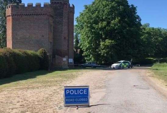 Police outside Lullingstone Castle grounds the day after the tragedy. Picture: UKNiP
