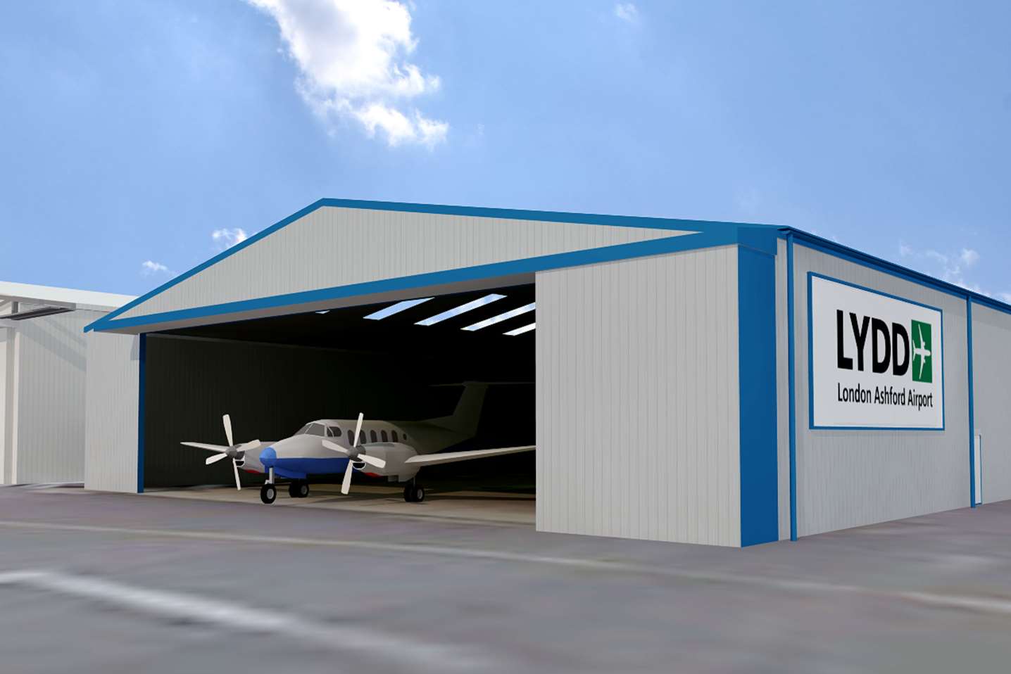 An artist's impressions of the planned hangar at Lydd airport