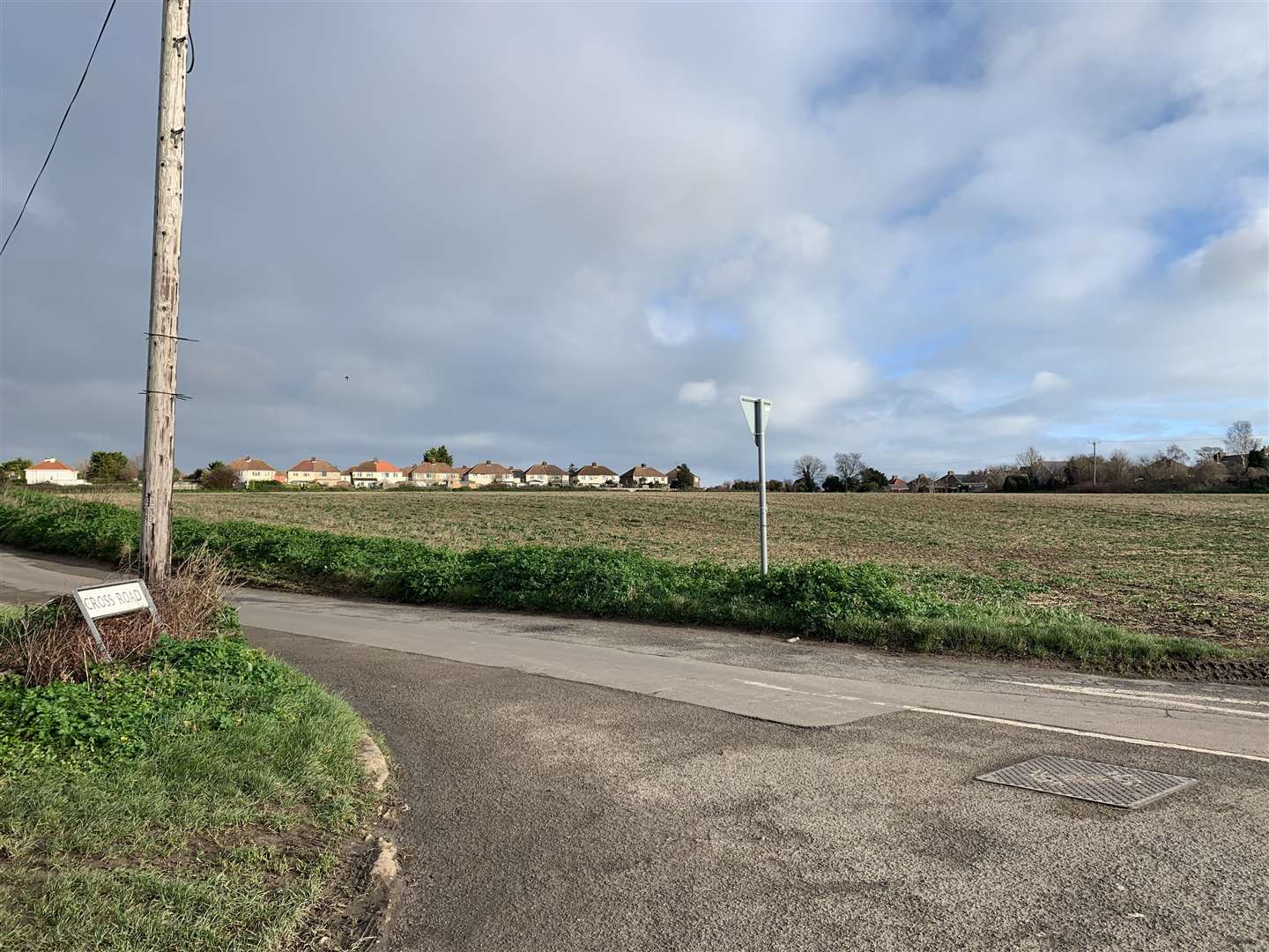 The site was earmarked for 100 new homes at Cross Road. The picture shows Lydia Road in the background