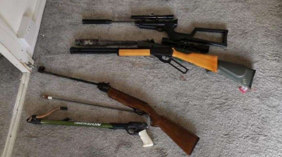 Weapons found by police during the raid on the Star Lane traveller site. Picture: Metropolitan Police