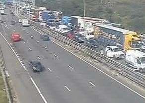 Queues are forming on the M25 beyond Thurrock due to a vehicle fire on the Dartford Bridge. Picture: Traffic England