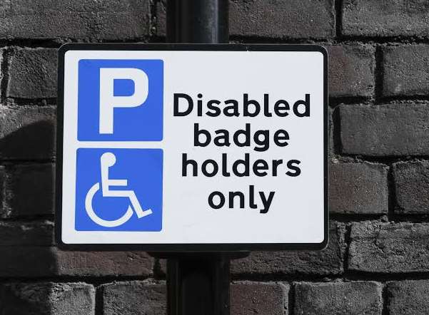 Disabled parking sign. Stock picture