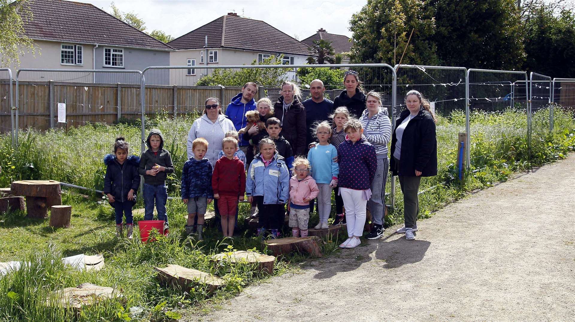 Shepway Chariots Allotment Gardens, Maidstone, supporters pictured in front of the contaminated land with Nikki Gough (centre)