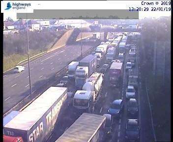 Traffic is being held after a collision near the Dartford tunnel. Picture: Highways England. (6704544)