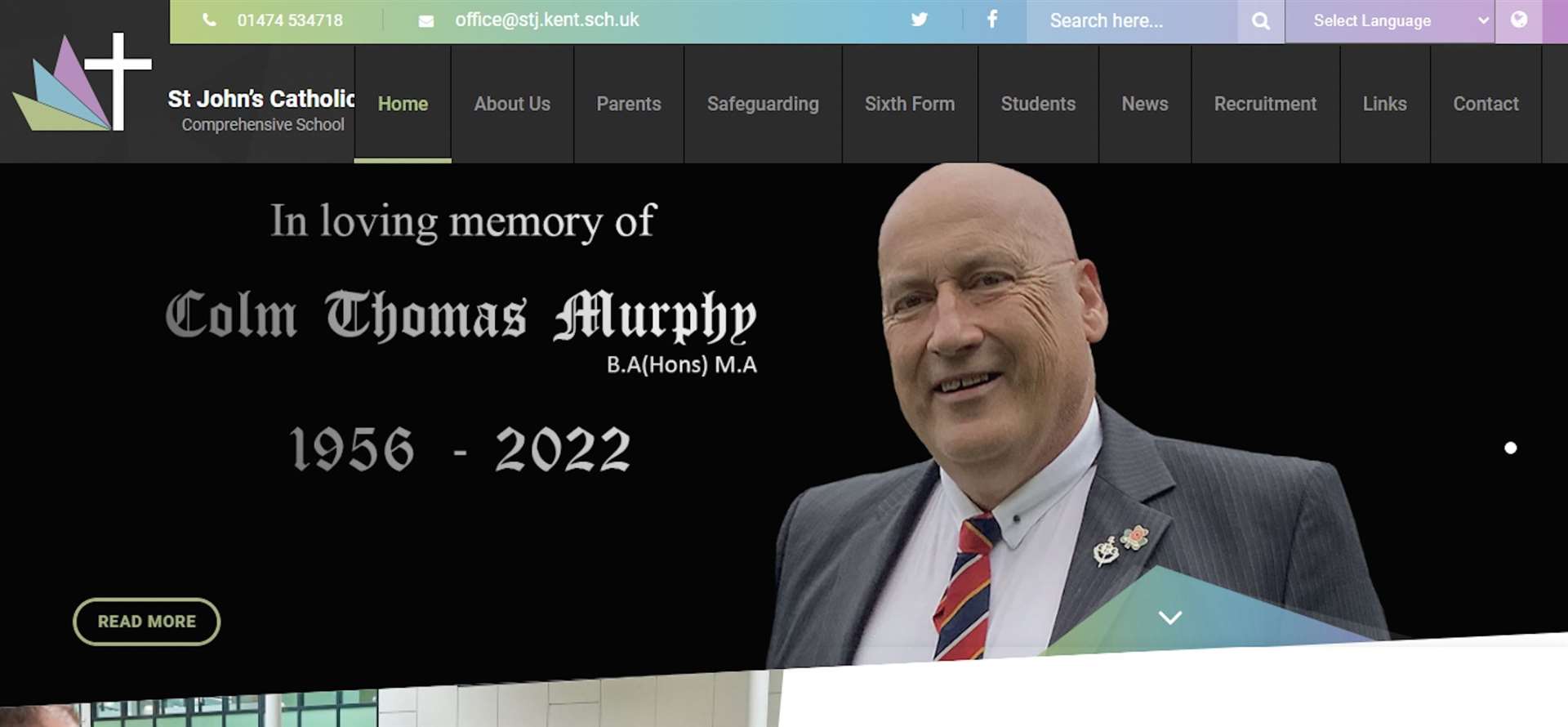 St John's tribute for Mr Murphy. Picture: St John's Catholic Comprehensive School