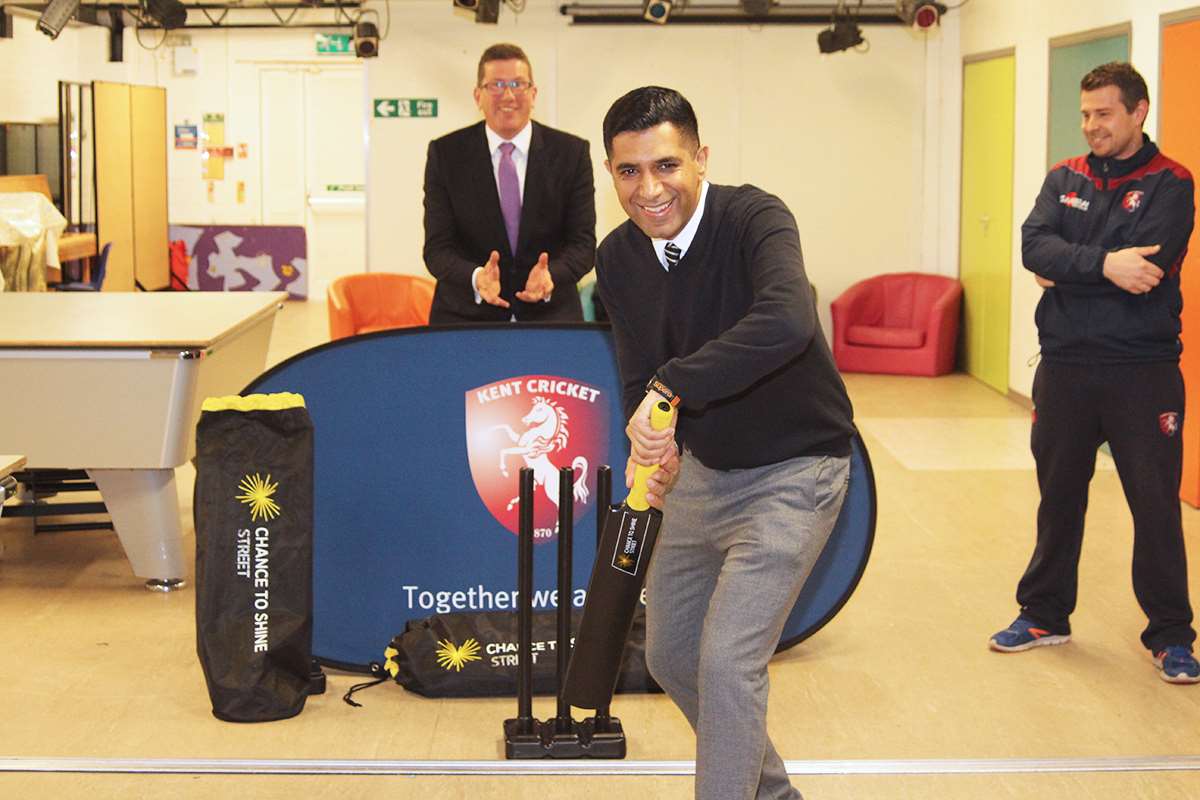 Kent Equality Cohesion Council CEO Gurvinder Sandher at the launch of a free weekly cricket programme for youngsters in Gravesham