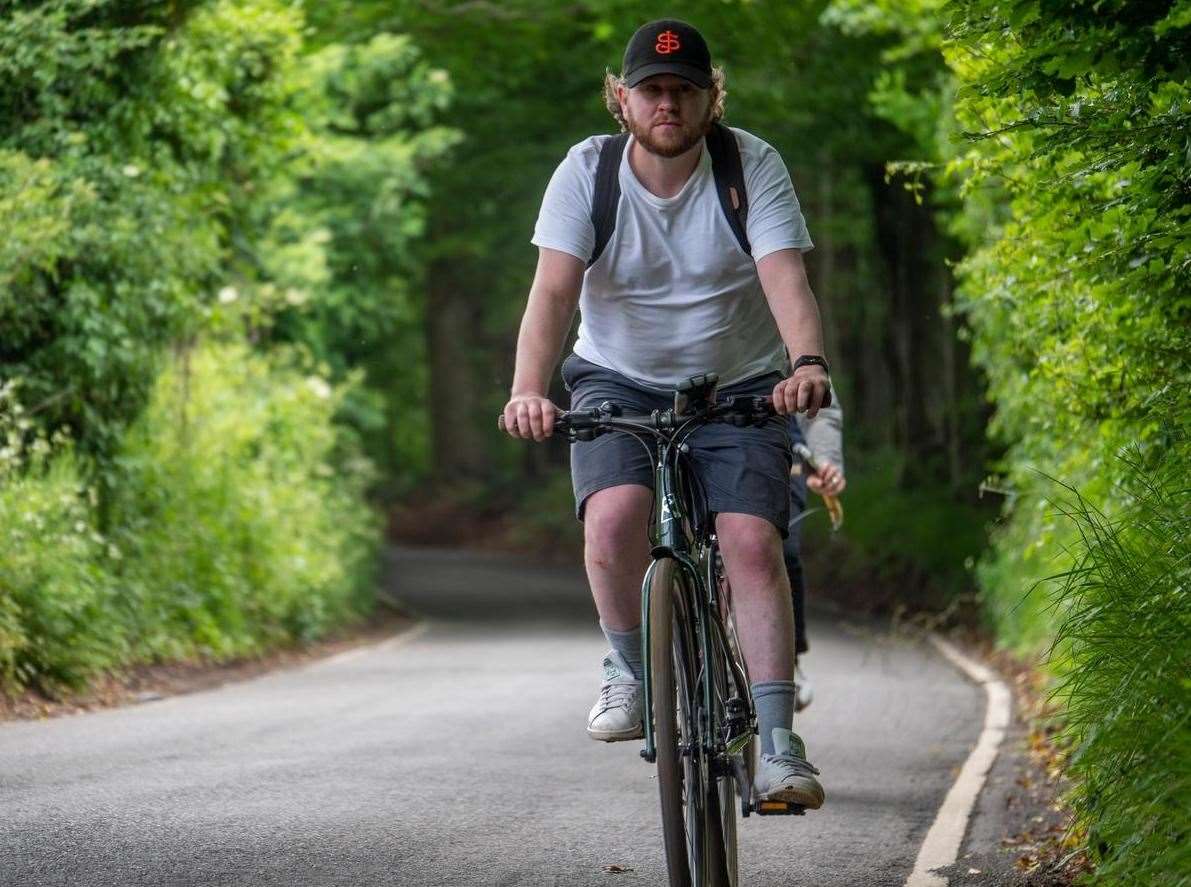Reporter Rhys Griffiths riding part of a new long-distance cycling route across Kent. Picture: Cycling UK