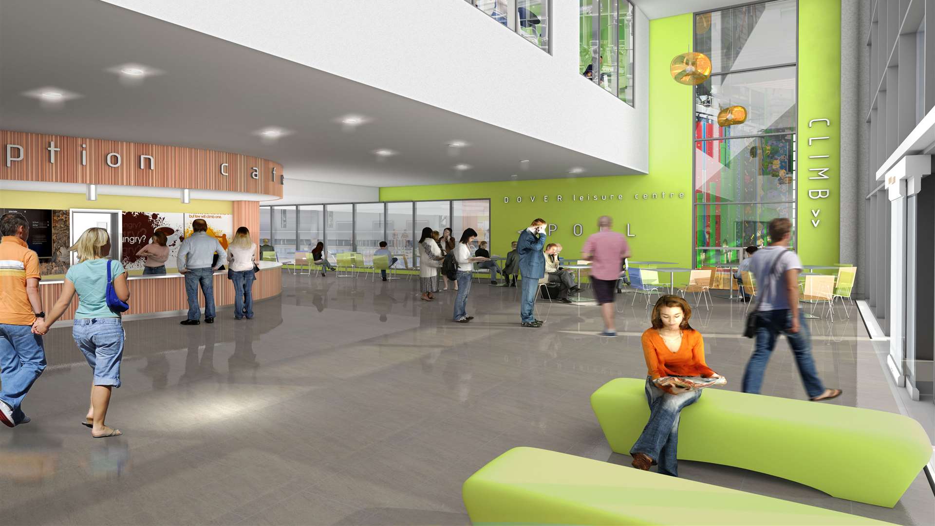 New image of the reception for the future Dover leisure centre.