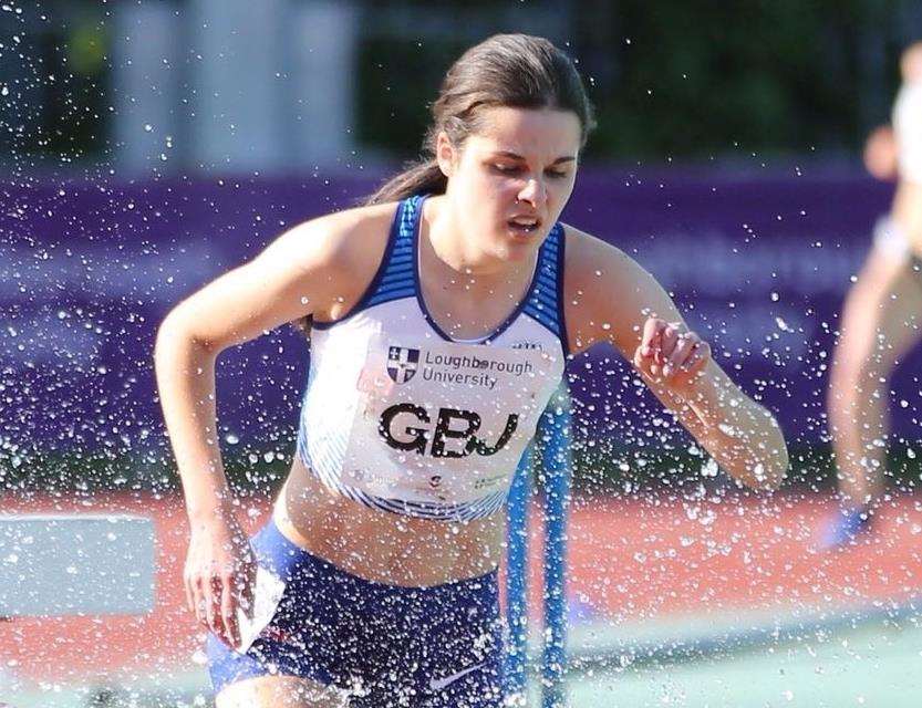 Holly Page on her way to victory in the 3,000m steeplechase at the Loughborough International Picture: Ben Page