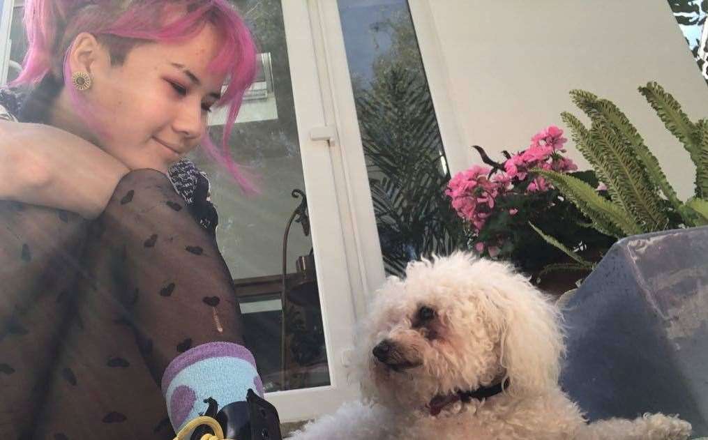 Emily with her beloved dog, Lily. Picture: Rebecca Set