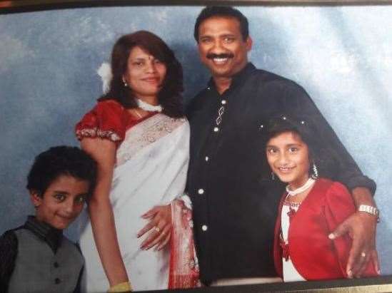 Mr Kuhatherrshan, pictured with his wife and children at a family event in 2011. Picture: Luckshica Kuhatherrshan