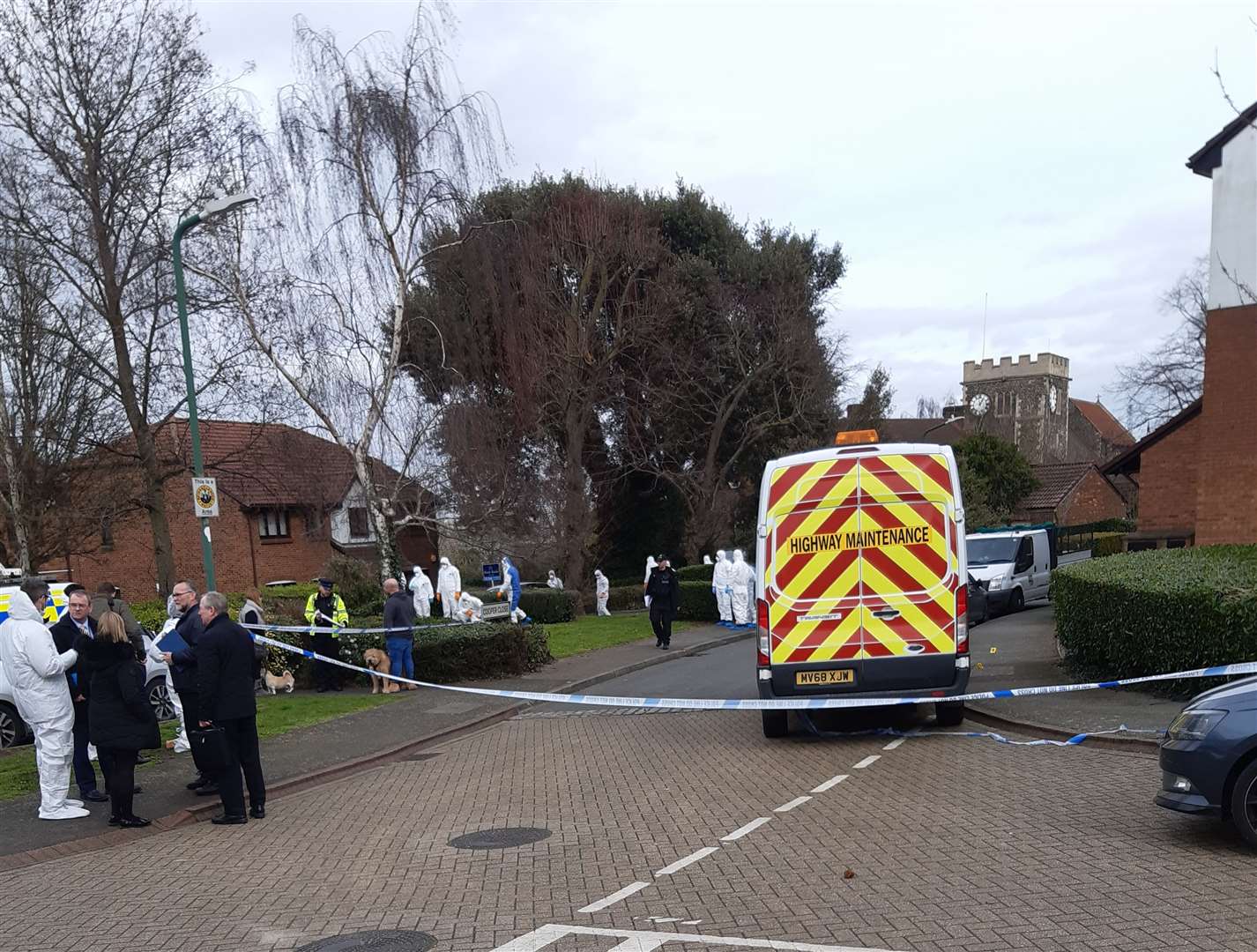 Police at the scene following a shooting in Cooper Close, Greenhithe. (31160304)