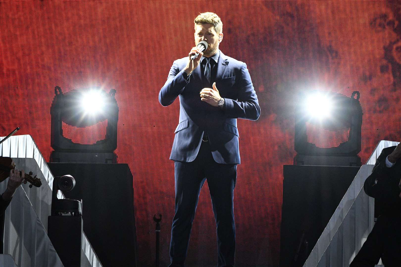 Singing superstar Michael Bublé on stage at Kent Cricket Club's Spitfire Ground St Lawrence, in Canterbury. Picture: Barry Goodwin