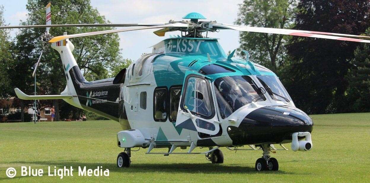 The air ambulance landed in Rainham Recreation Ground. Picture: Blue Light Media