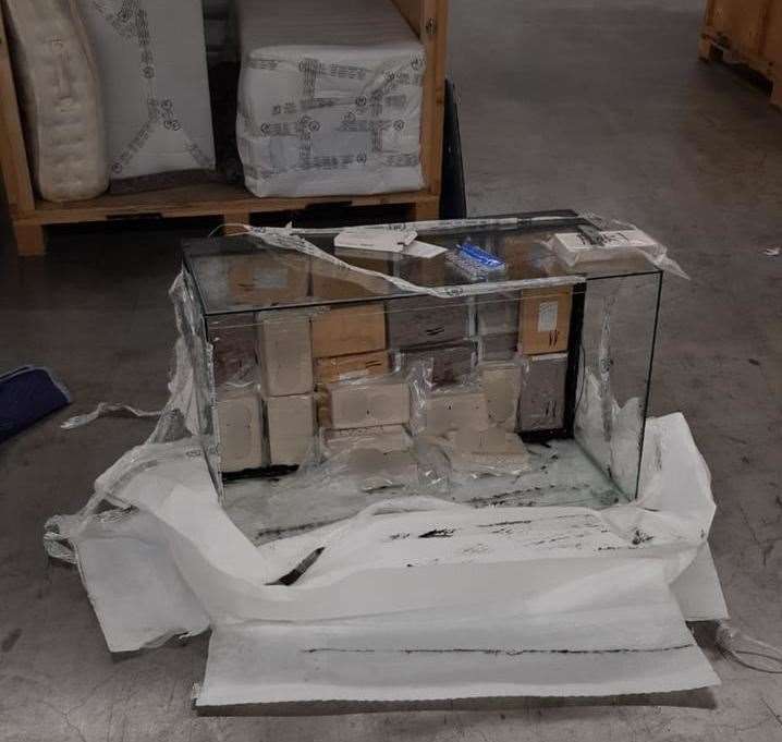 The drugs were stashed inside fish tanks inside Wright's lorry when it was stopped by Dutch police. Picture: NCA