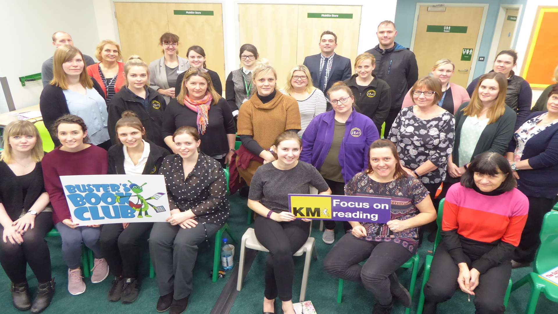 A training session was staged by the KM Charity Team at Abbey Court School, Strood - along with five other venues across the county - to brief literacy leaders in the region on how to make a success of Buster's Book Club.