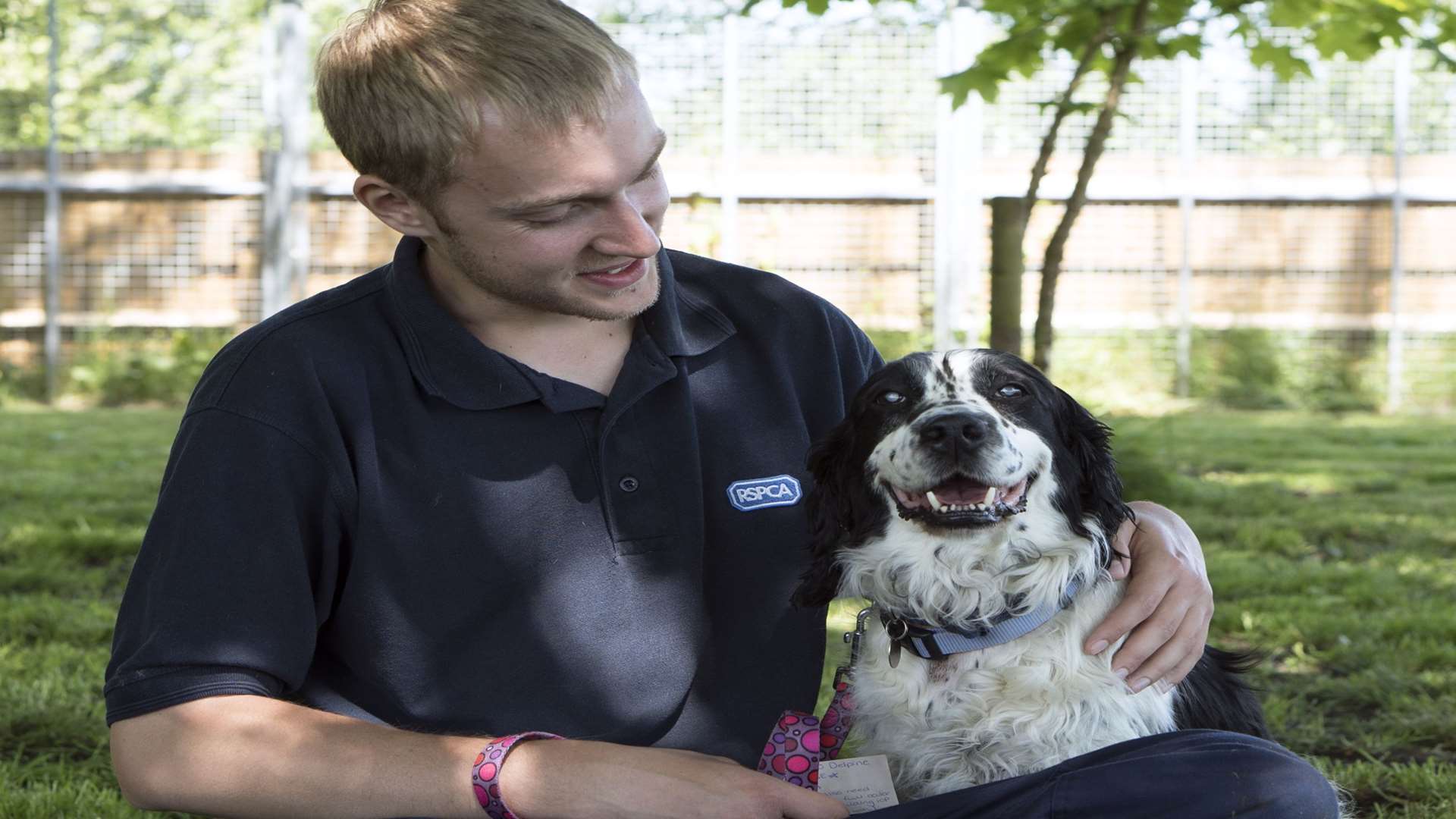 A happy Delphine with Simon McArdle at the Leybourne RSPCA centre. Picture: RSPCA