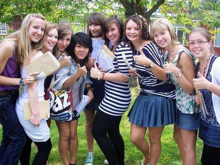 Pupils at Maidstone Grammar School for Girls celebrate their results. Picture: Maidstone Grammar School for Girls