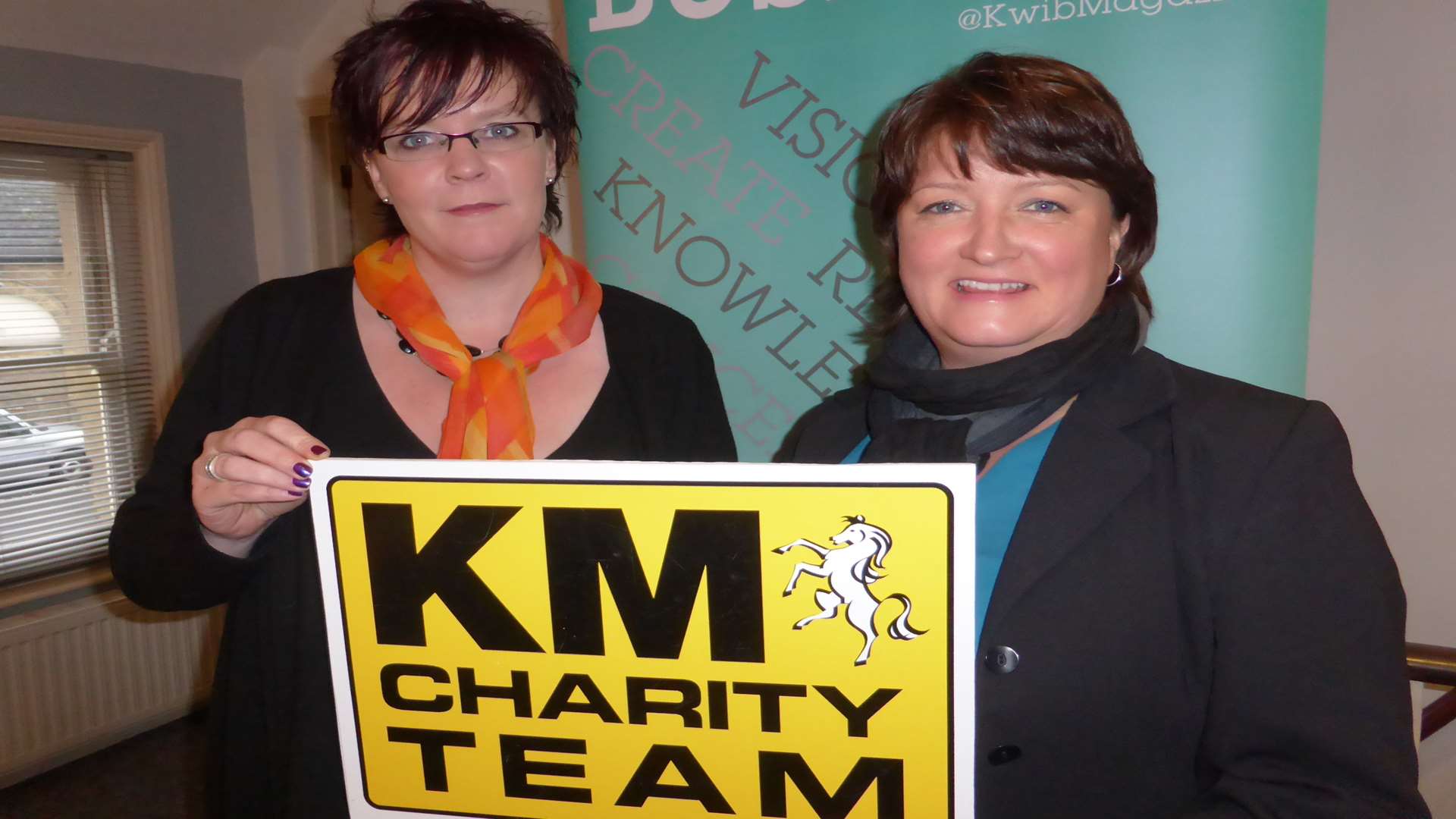 Hilary Steel and Sue Smith of Kent Women In Business which has been made Corporate Ambassador of the KM Charity Team for its support of the KM Colour Run 2016.
