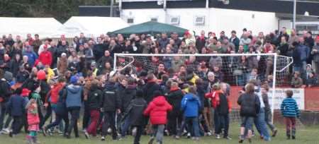 Tunbridge Wells fans celebrate at the final whistle