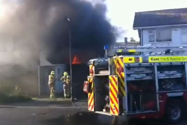 Firefighters tackle the Staplehurst blaze. Picture: Anne Hollamby